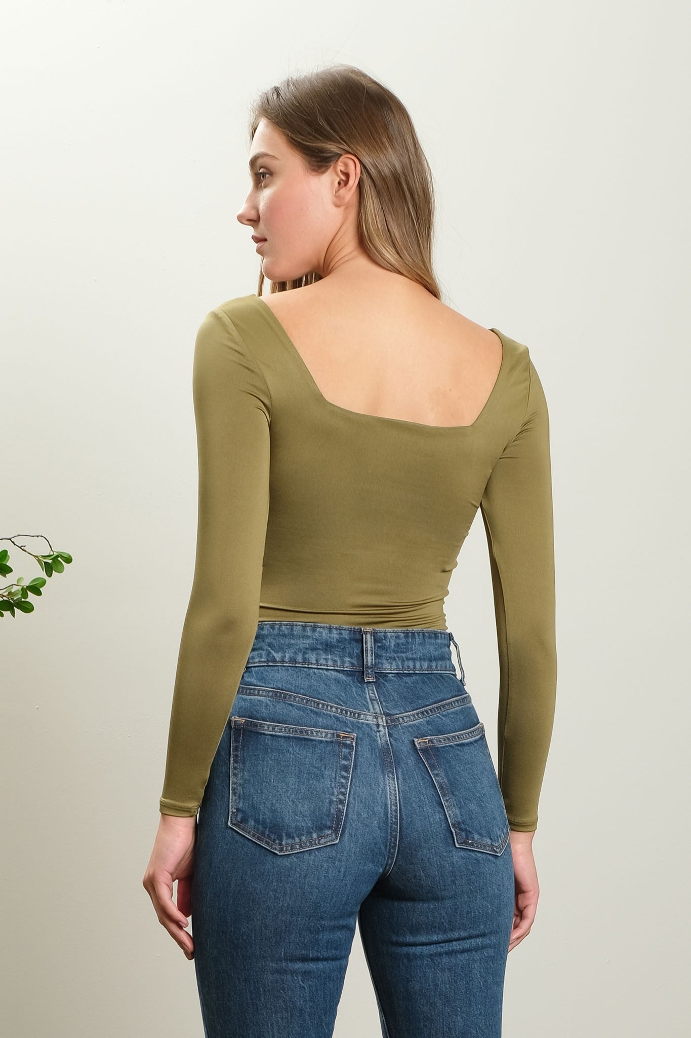 Charlotte Reversible Square Neck Long Sleeve Knit Top