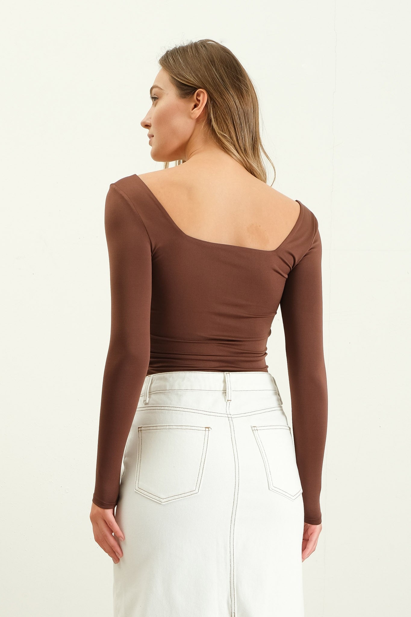 Charlotte Reversible Square Neck Long Sleeve Knit Top
