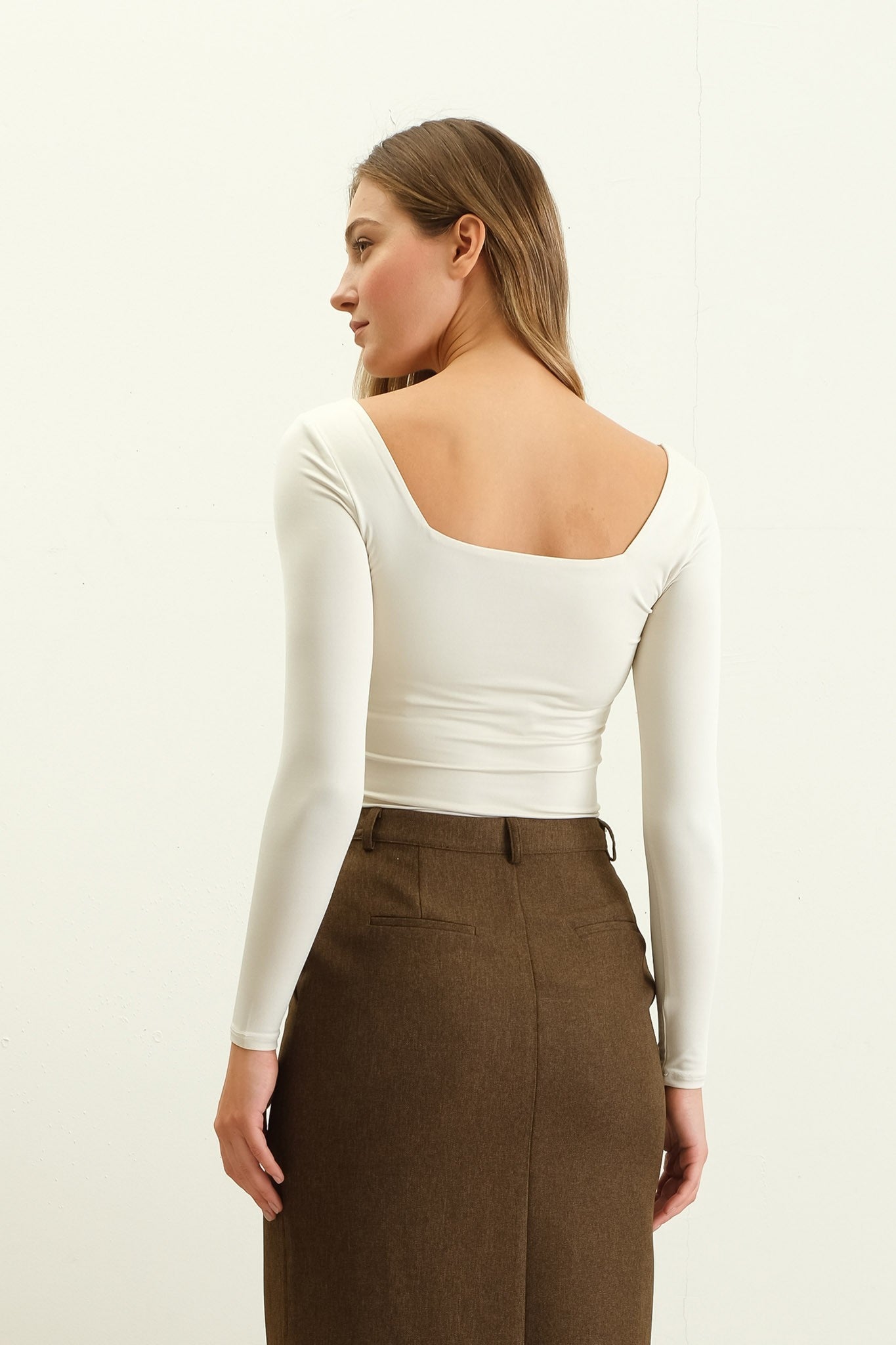 Charlotte Reversible Square Neck Long Sleeve Knit Top