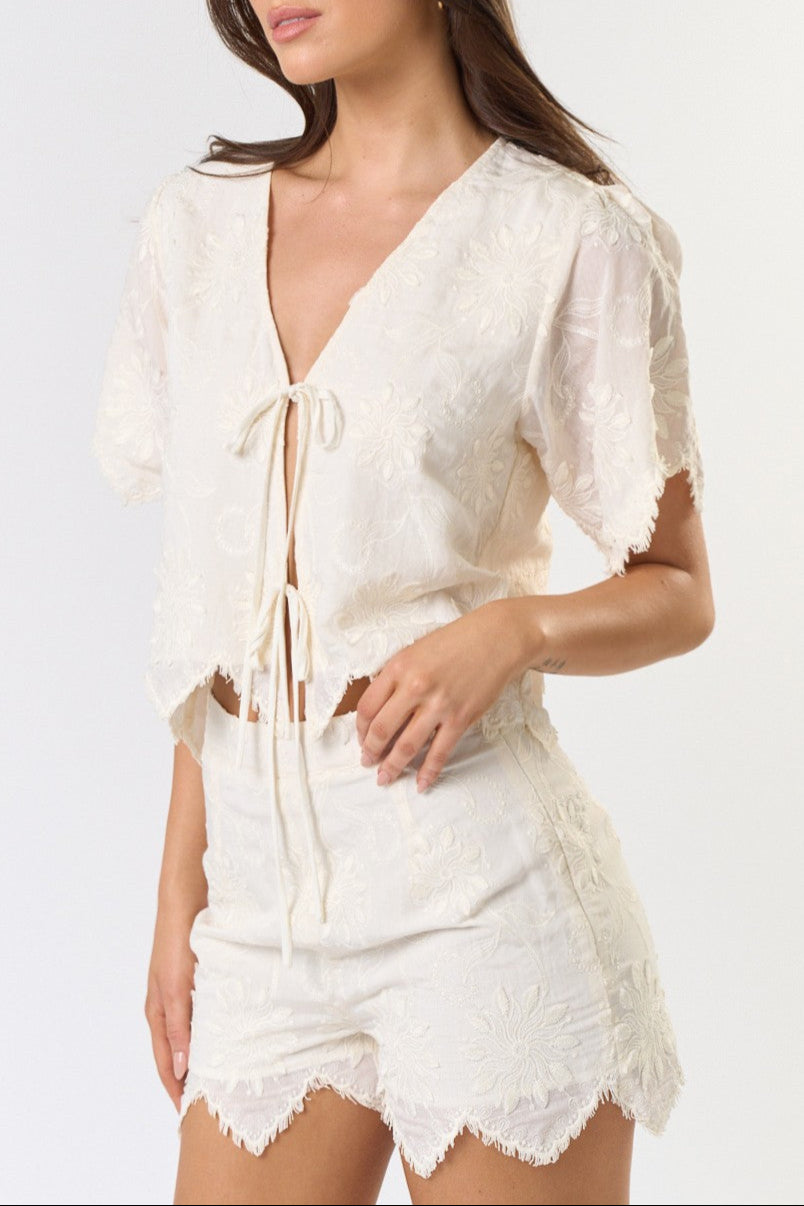 Lucy Front Tie Short Sleeve Top