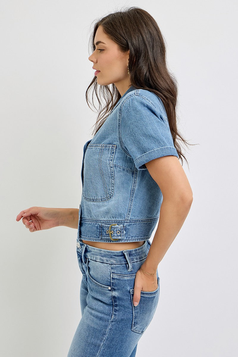 Kera Short Sleeve Denim Top