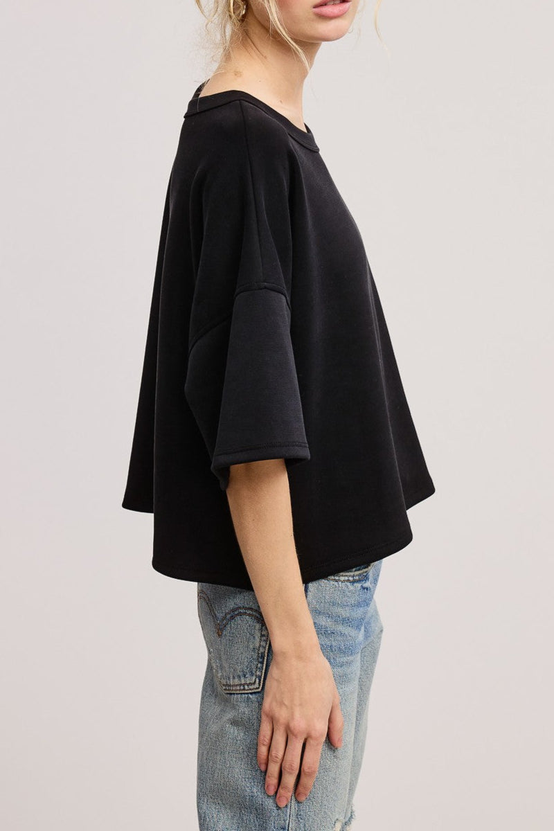 Round Neck Short Sleeve Scuba Top