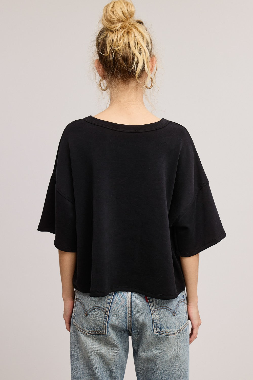 Round Neck Short Sleeve Scuba Top