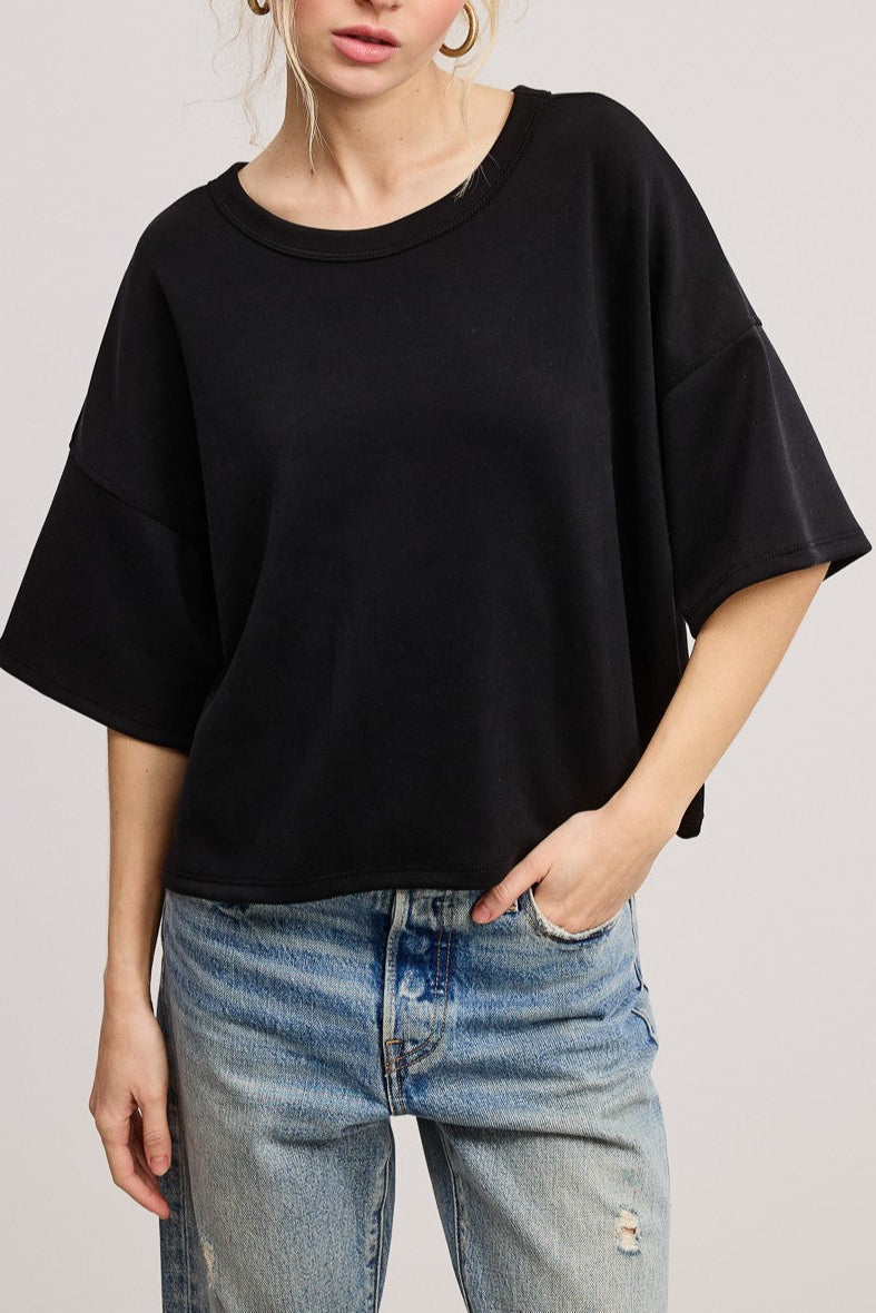 Round Neck Short Sleeve Scuba Top