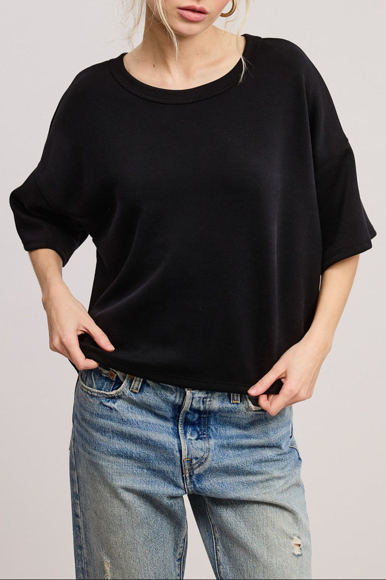 Round Neck Short Sleeve Scuba Top