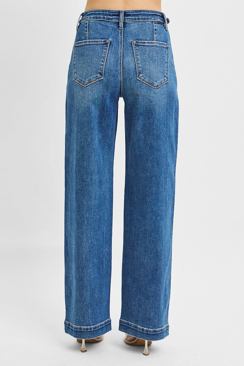 Sandra Wide Pleated Jeans