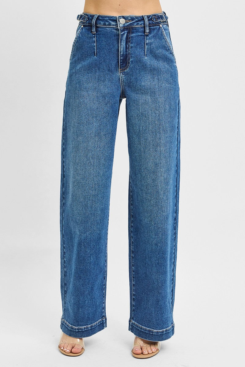 Sandra Wide Pleated Jeans