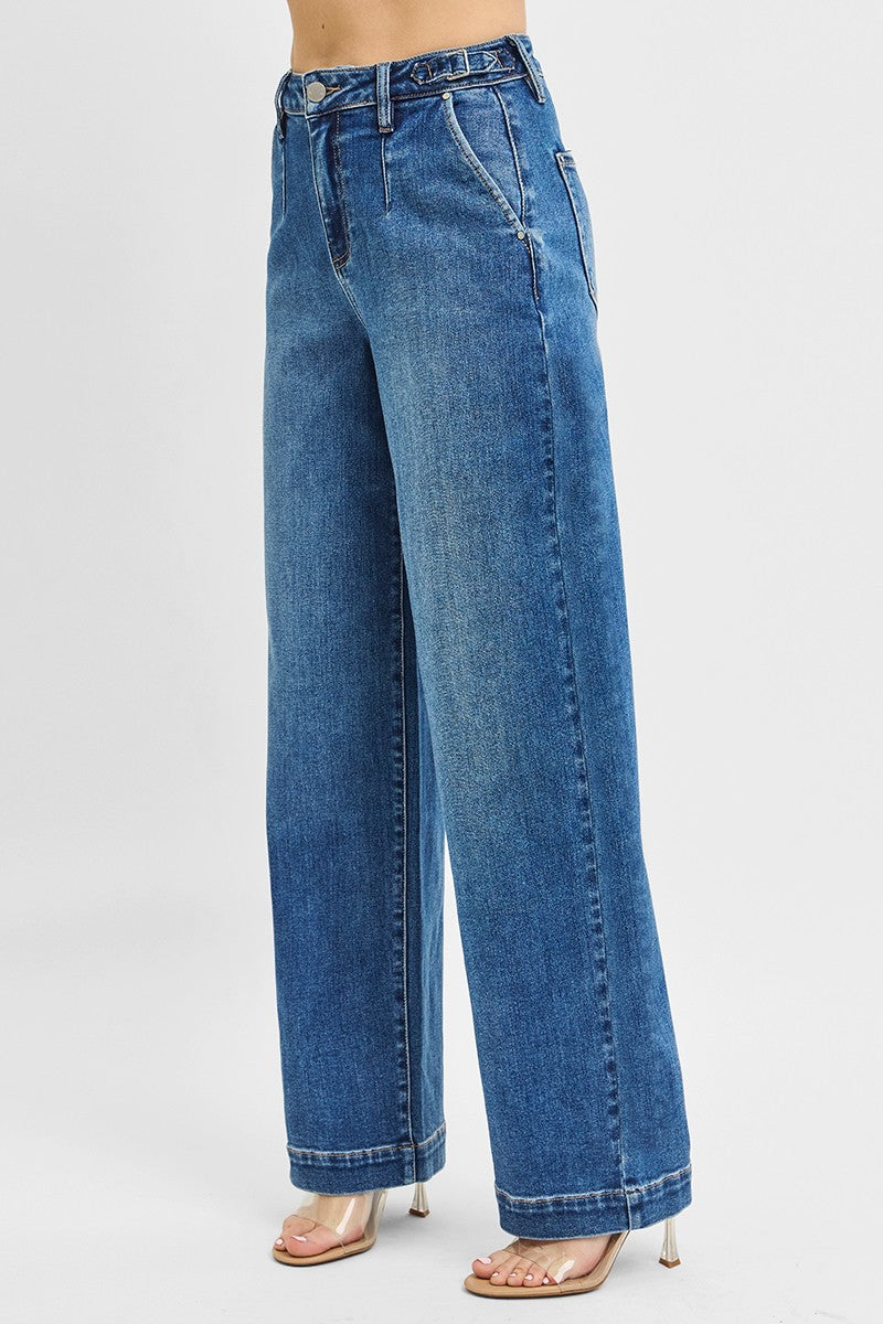 Sandra Wide Pleated Jeans