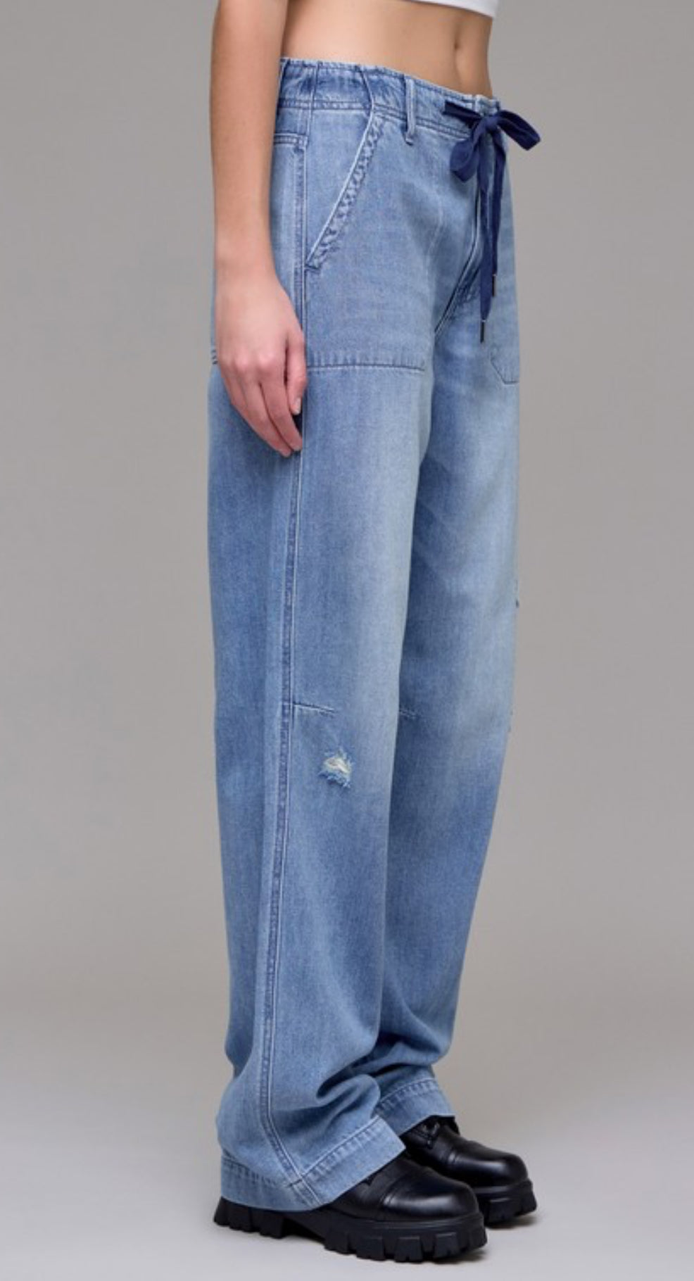 Lilly Medium Light Drawstring Super Soft Baggy Jean