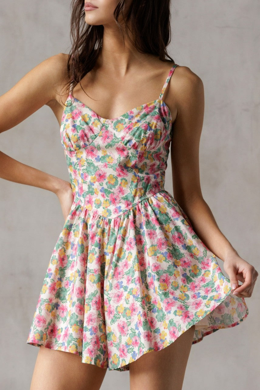 Sweetheart pink multi floral mini romper