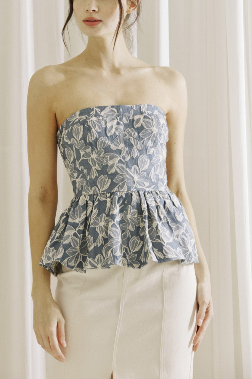 Chelsea Embroidered Floral Peplum Top