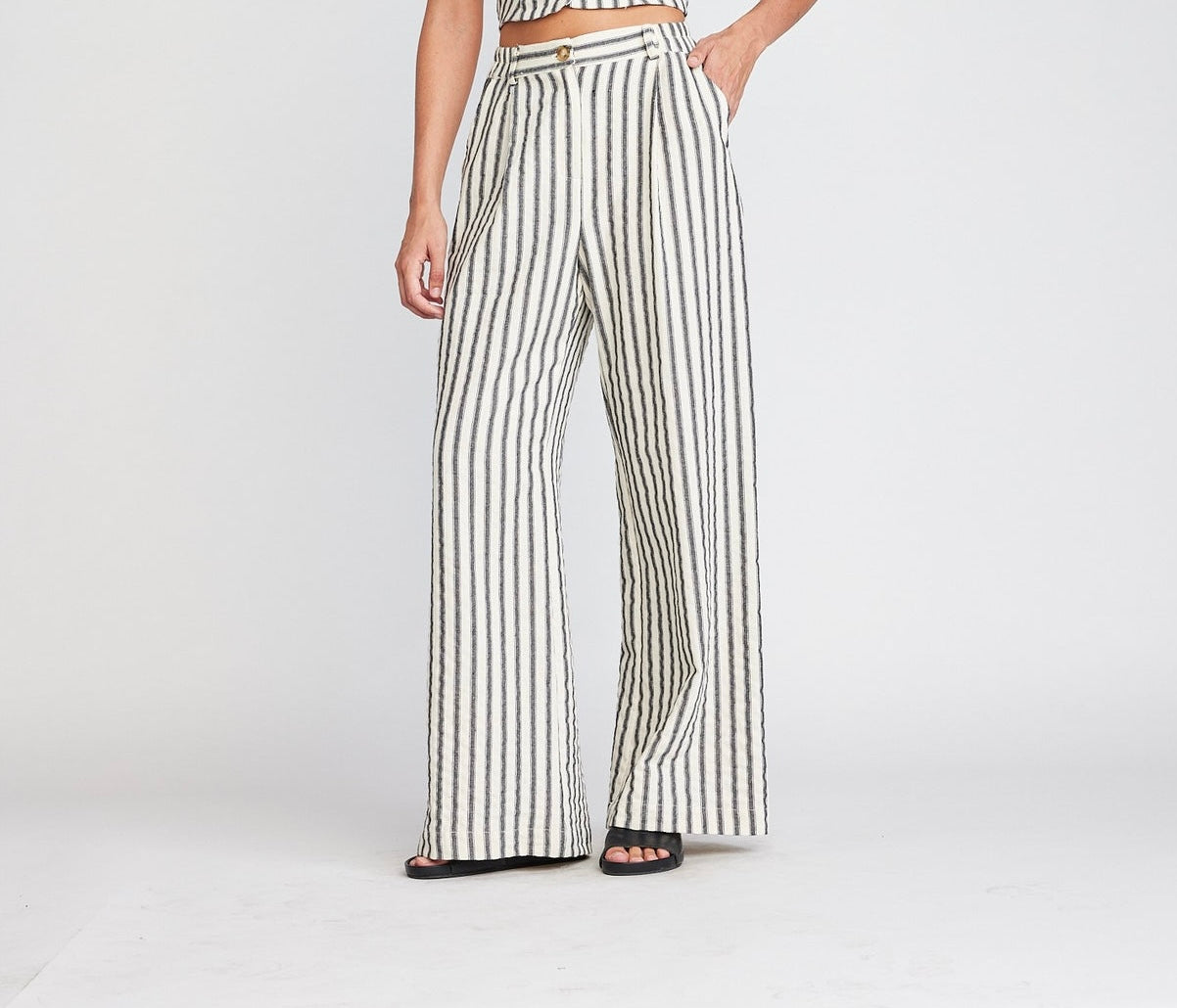 Caroline Black Stripes Pants By Self Contrast