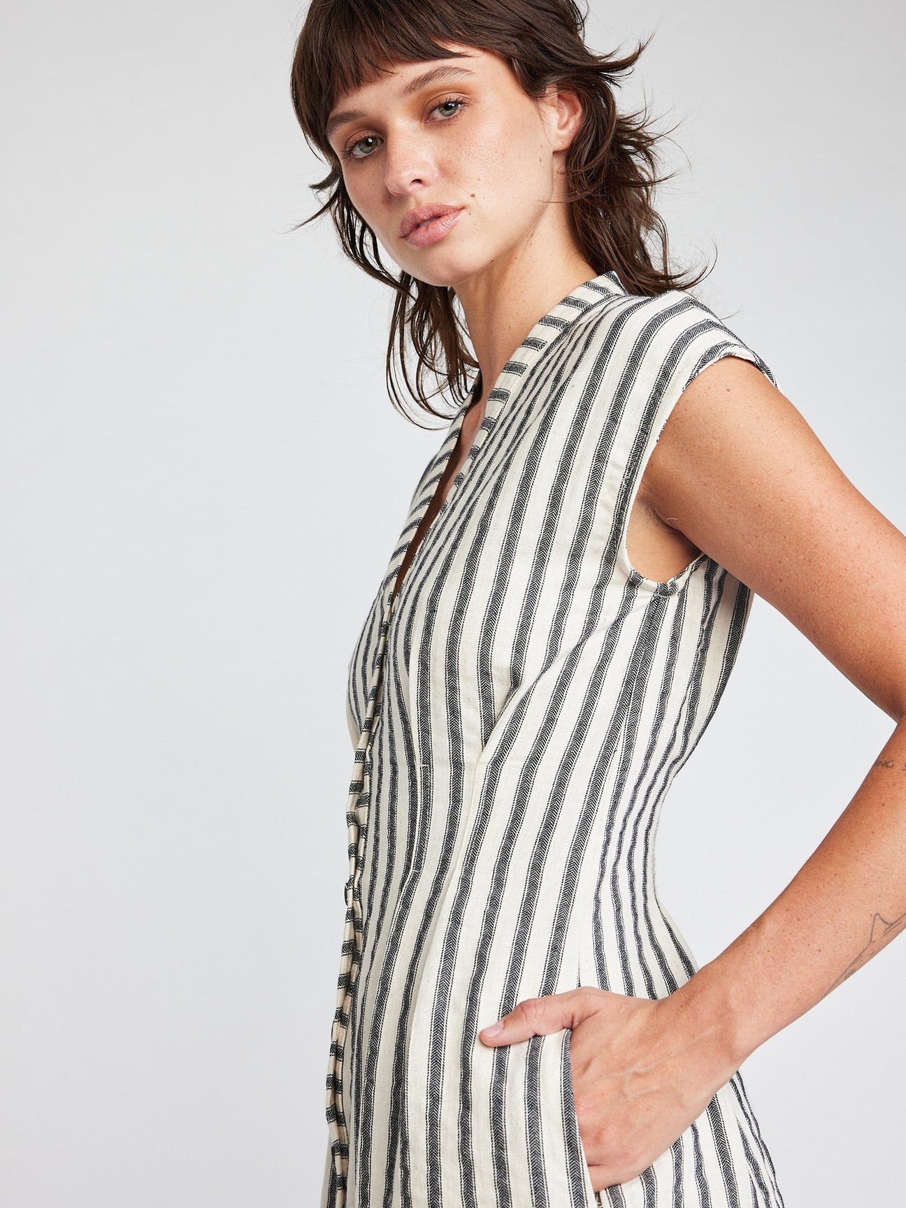Jamila Button Front Midi Dress