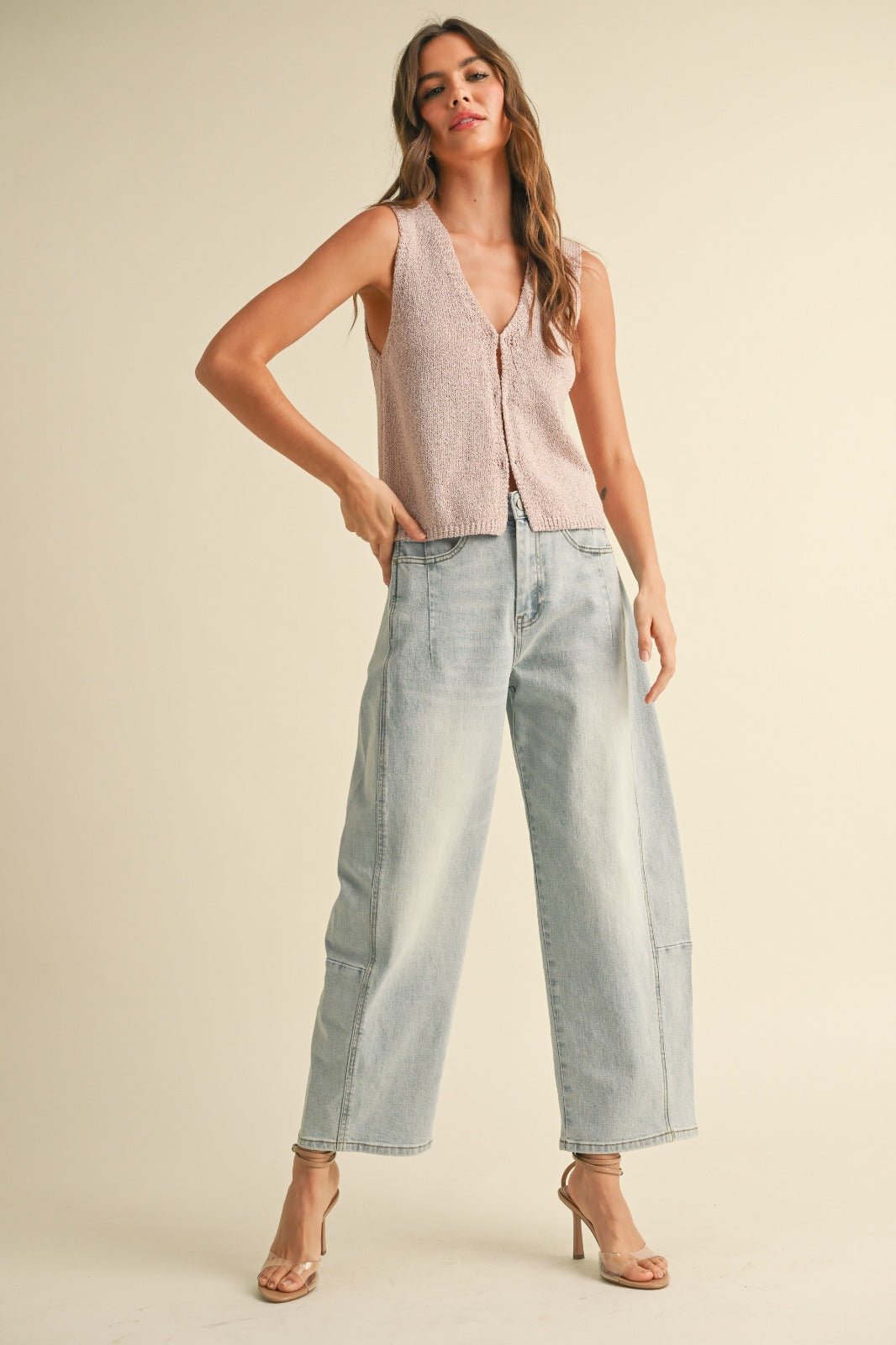 Paige Hook & Eye Closer Vest Cardigan Top