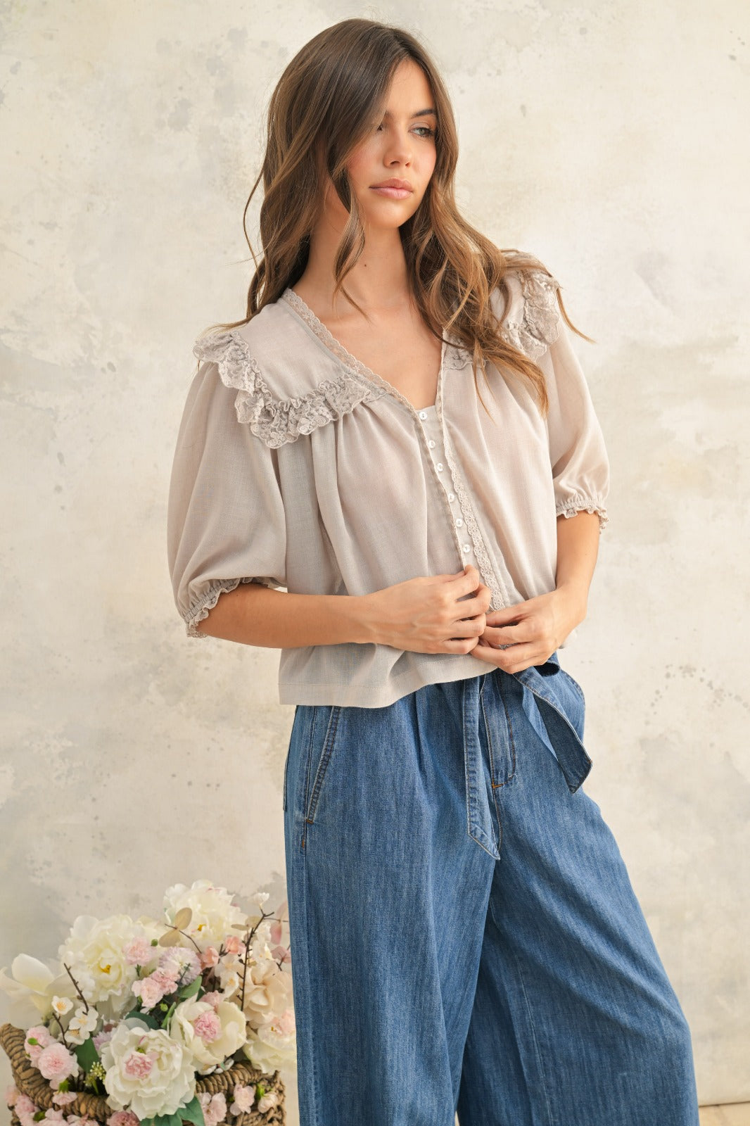 Claire Short Sleeve Lace Top