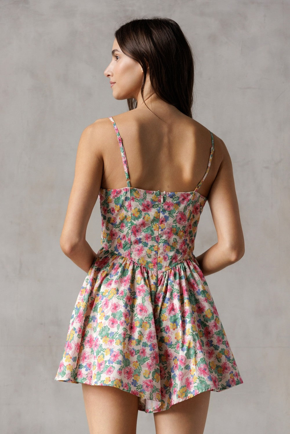 Sweetheart pink multi floral mini romper