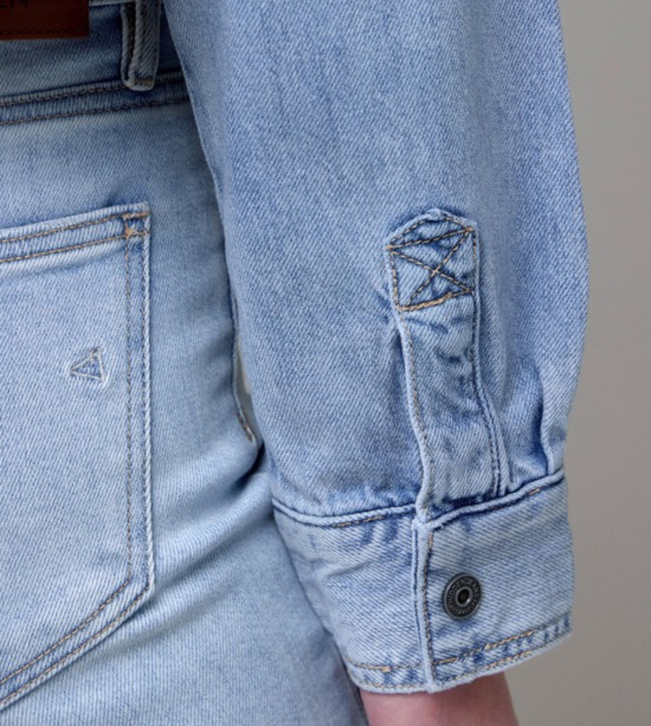 Sage Vintage Wash Cropped Denim Shirt