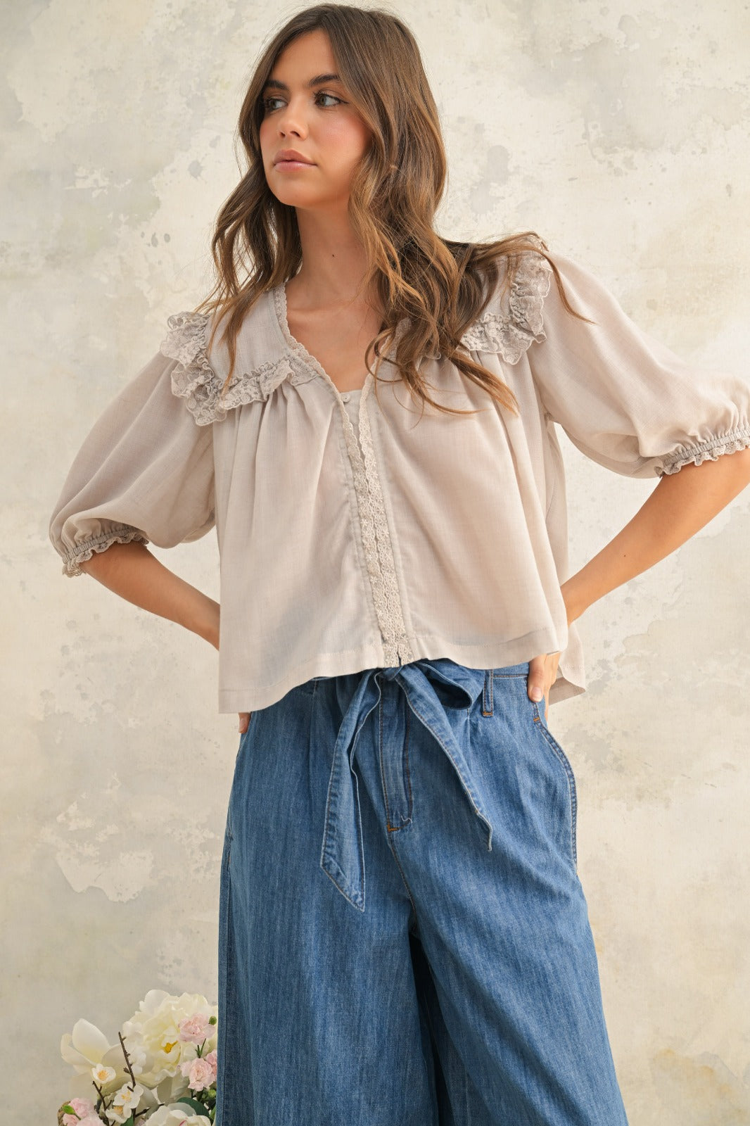Claire Short Sleeve Lace Top