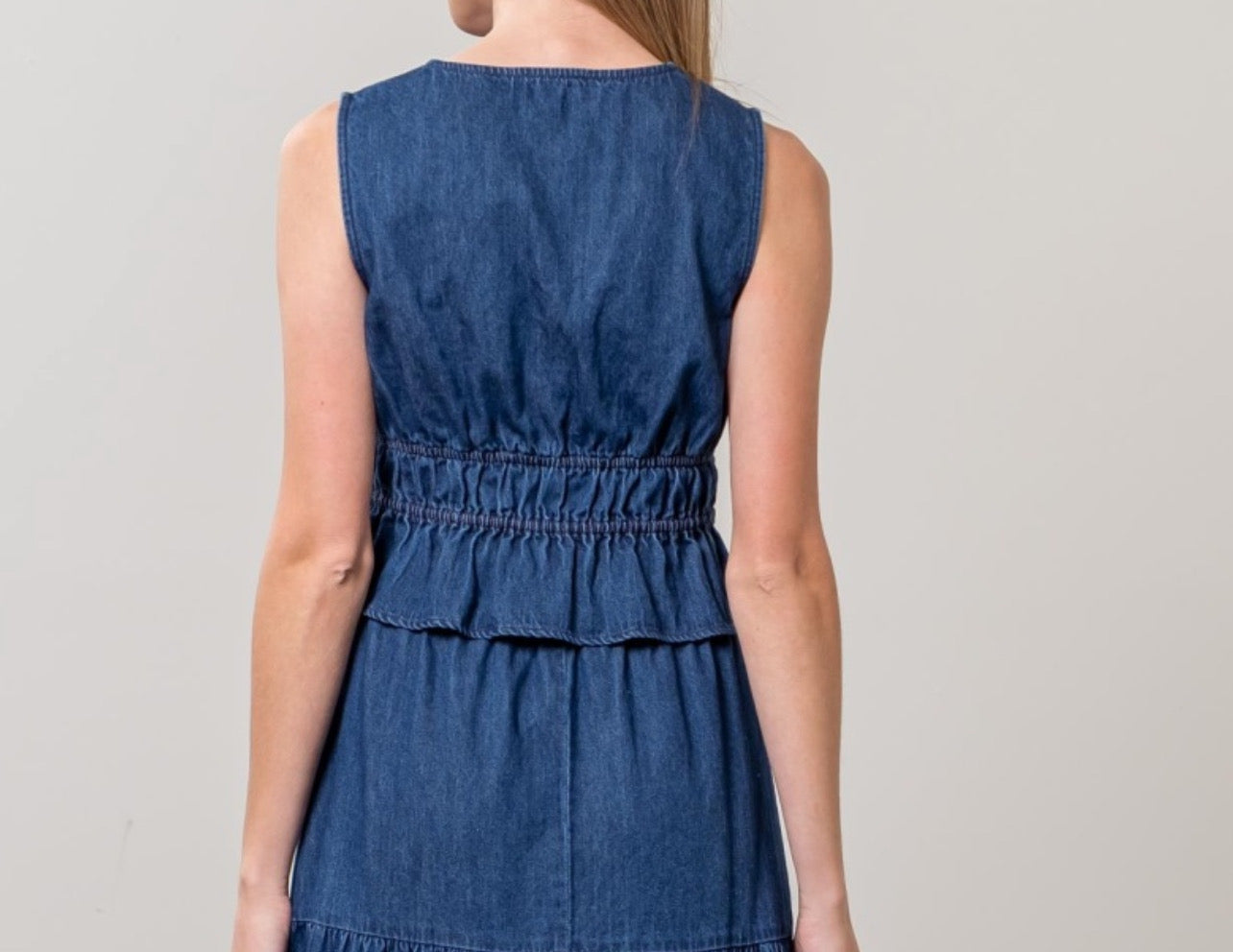 V-Neck Front Tie Denim Top