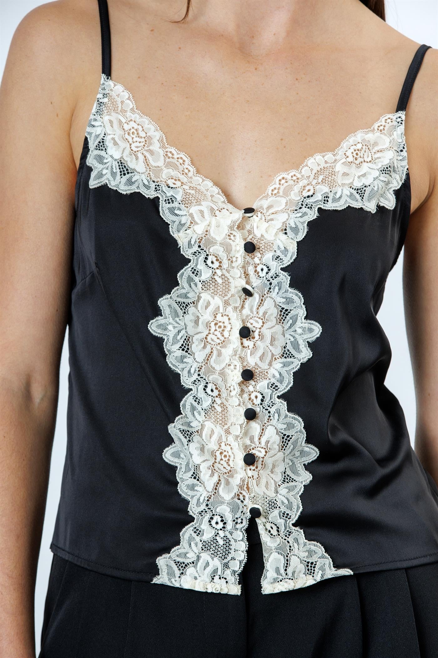 Lacey Black Satin Camisole