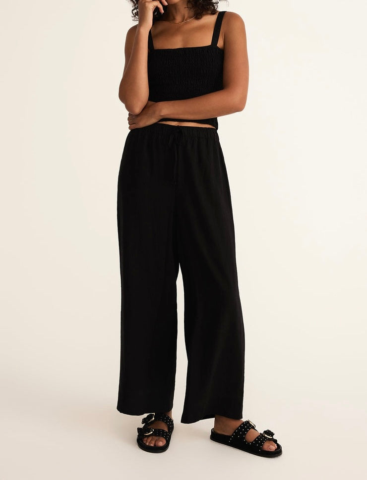 Easton Textured Linen Elastic Waistband Pant