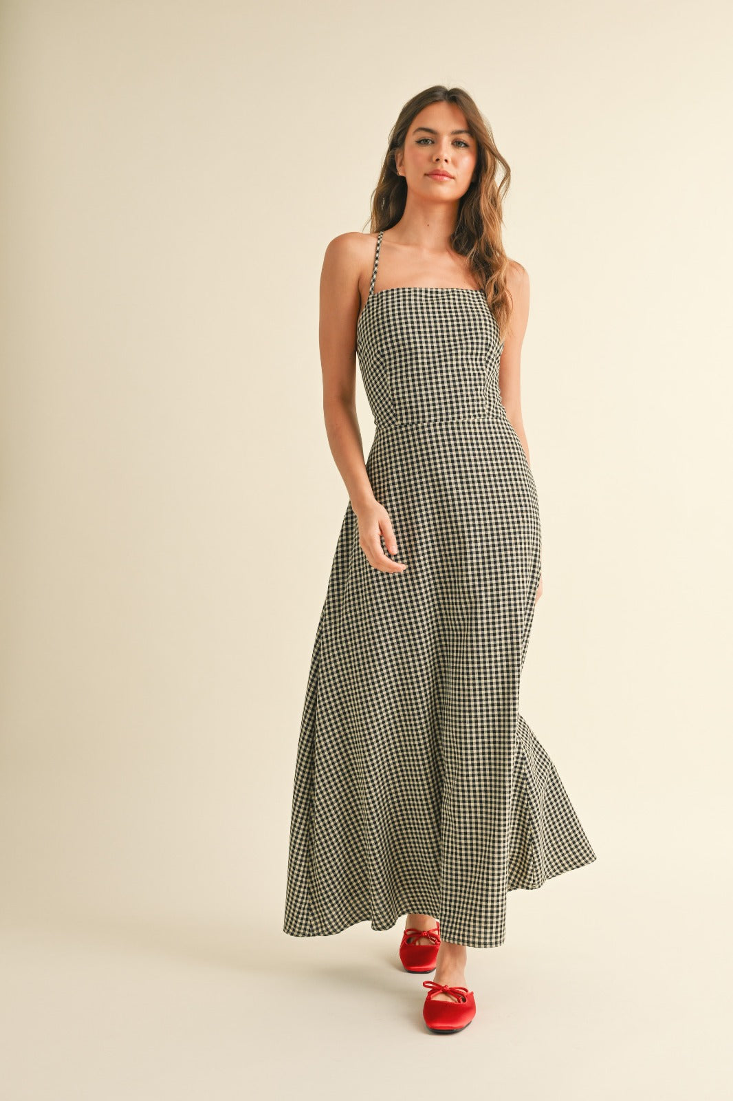 Nikki Gingham Pattern Maxi Dress