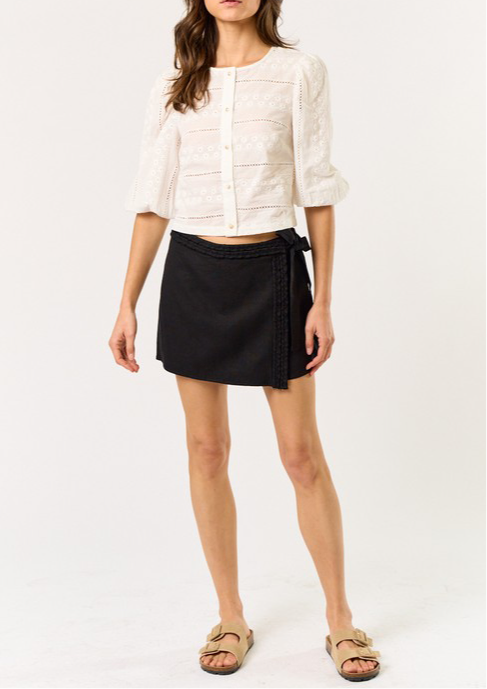 Linen Braided Wrap Skort