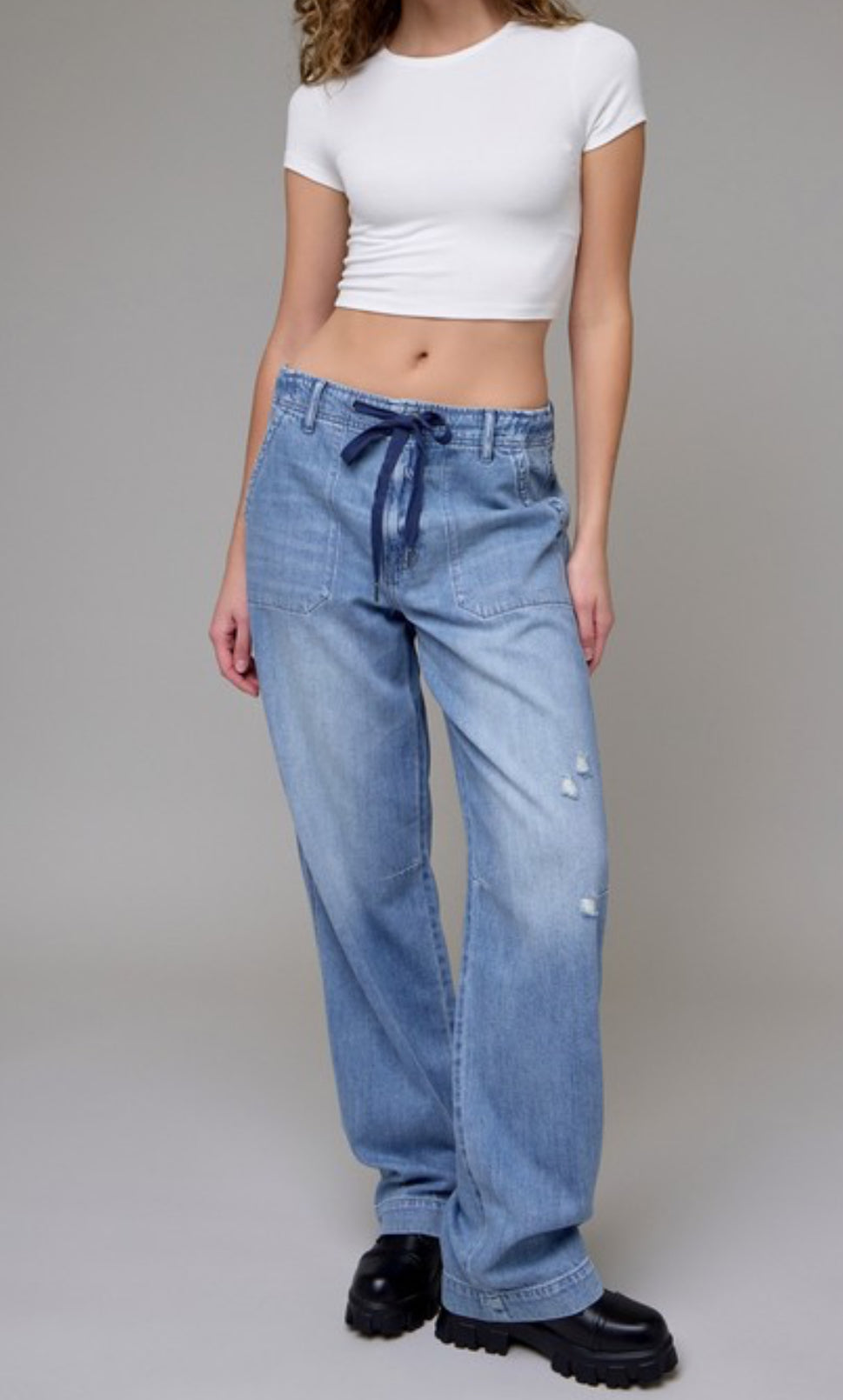 Lilly Medium Light Drawstring Super Soft Baggy Jean