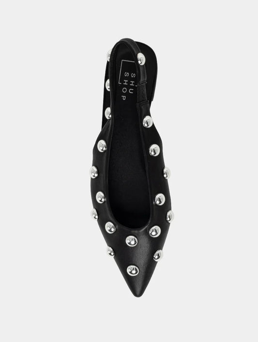 Shushop Arizona Black Flat Shoe With Studs
