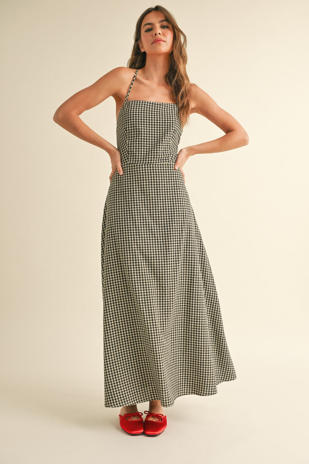 Nikki Gingham Pattern Maxi Dress