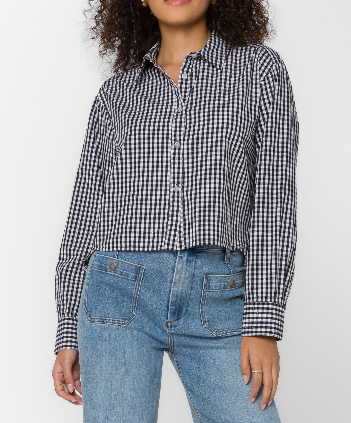 Frazer Black White Gingham Long Sleeve Top