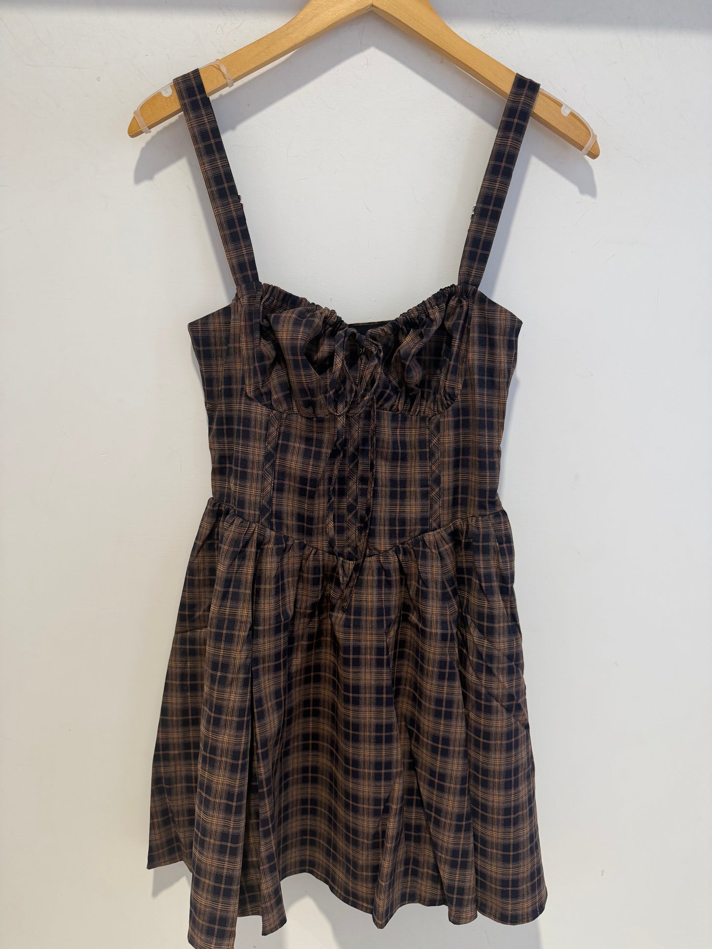 Stevie Navy Plaid Corset Mini Dress