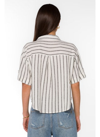 Brandon Striped Short Sleeve Top by Velvet Heart