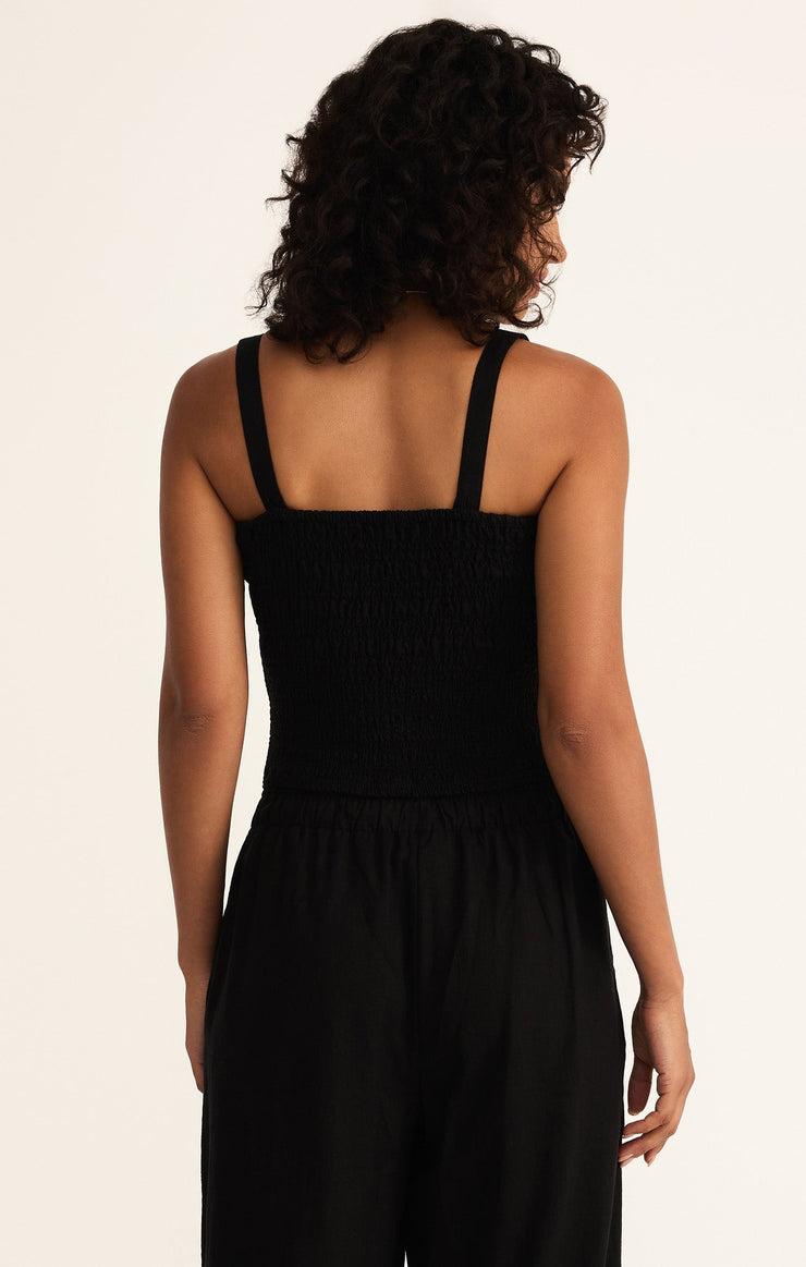 Amelie Smocked Linen Crop Tank