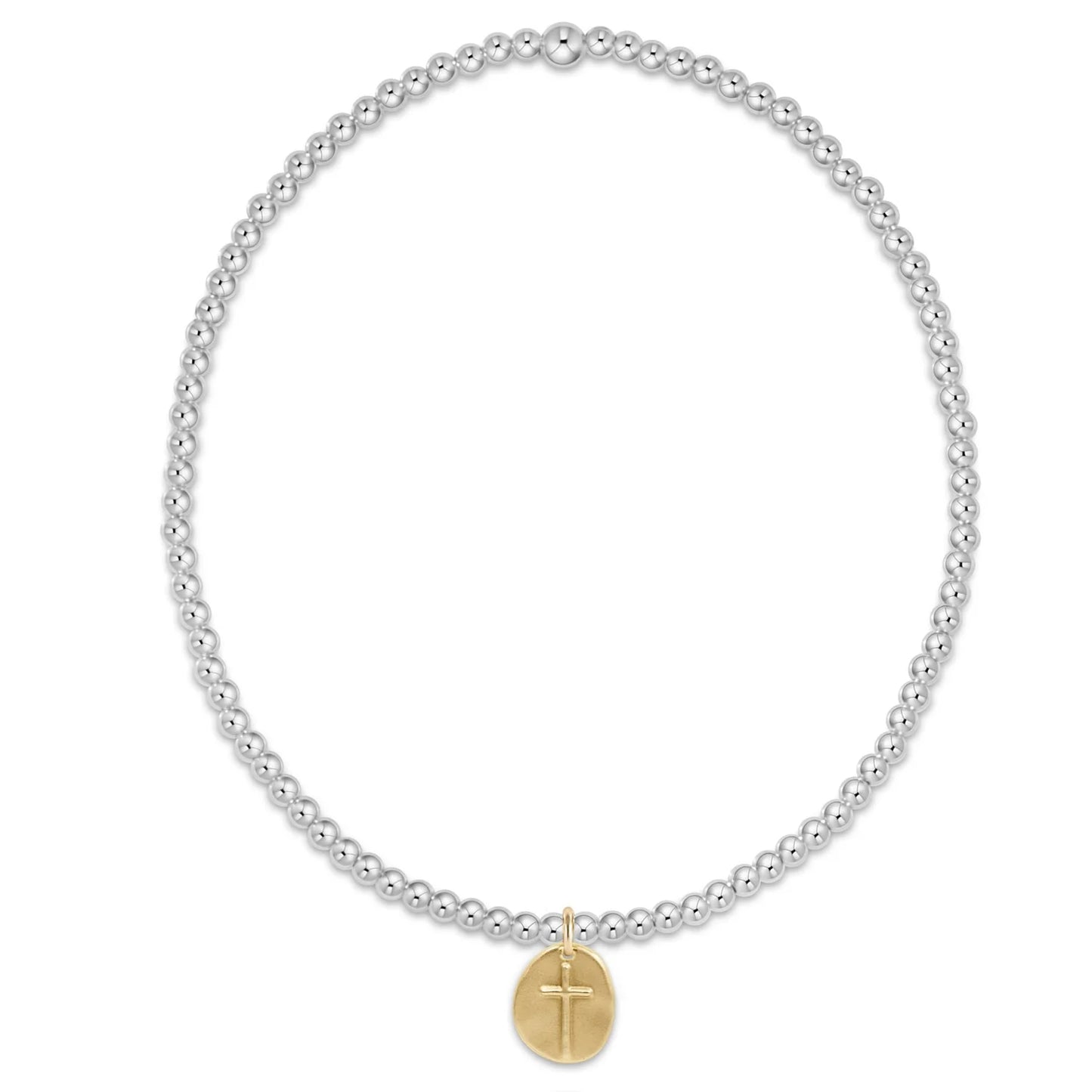 classic sterling mixed metal 2mm bead bracelet - inspire small gold charm by enewton