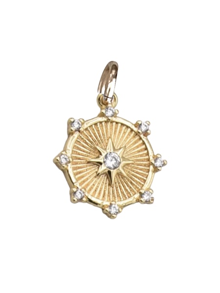 Etched Starburst Compass Charm