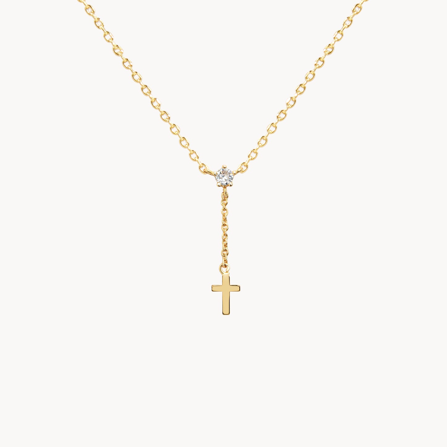 Tiny Drop Cross Necklace