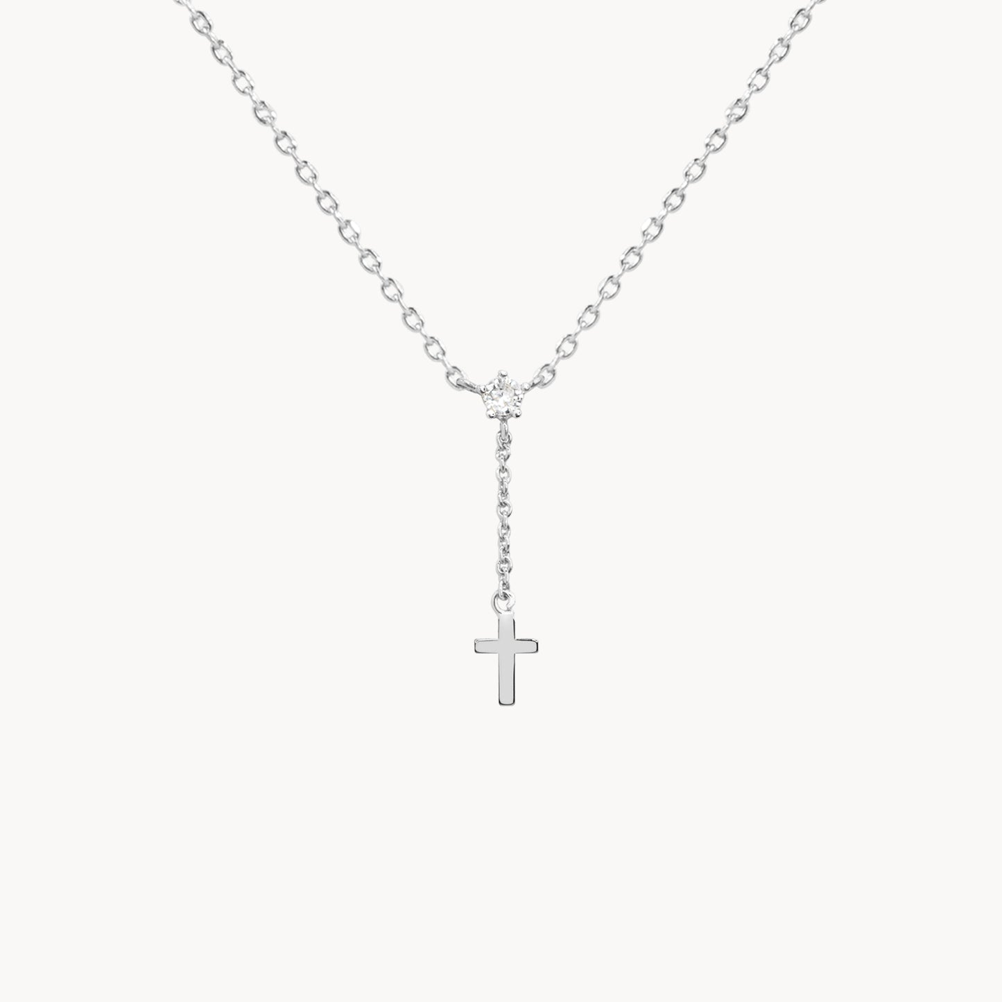 Tiny Drop Cross Necklace