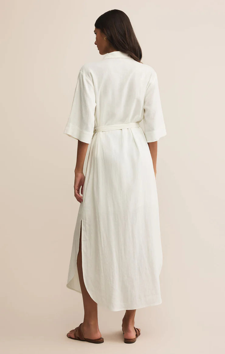 Brise Linen Midi Shirt Dress