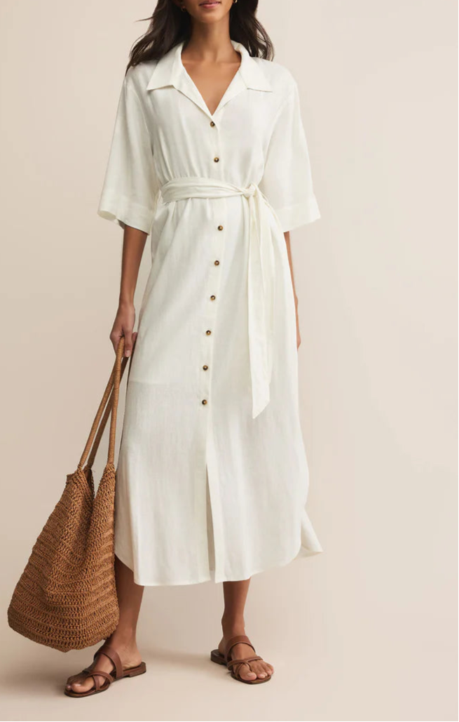 Brise Linen Midi Shirt Dress