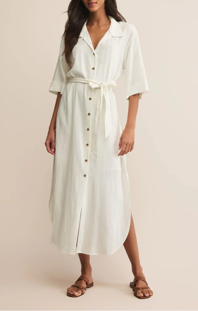 Brise Linen Midi Shirt Dress