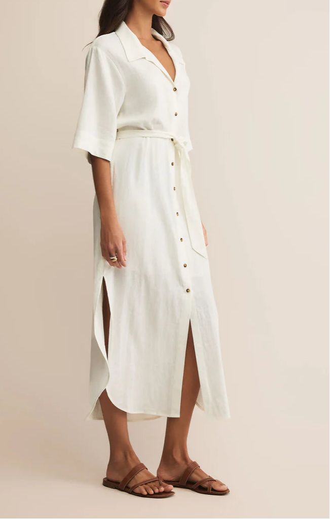 Brise Linen Midi Shirt Dress