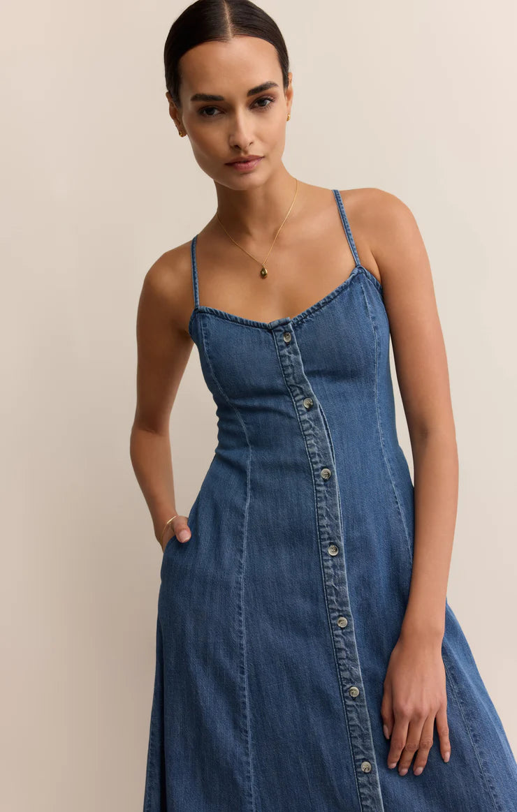 Z Supply Angel Eyes Denim Midi Dress