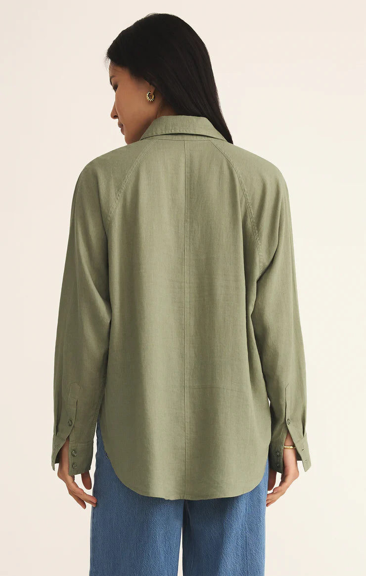 The Perfect Linen Long Sleeve Top in avocado by Z Supply