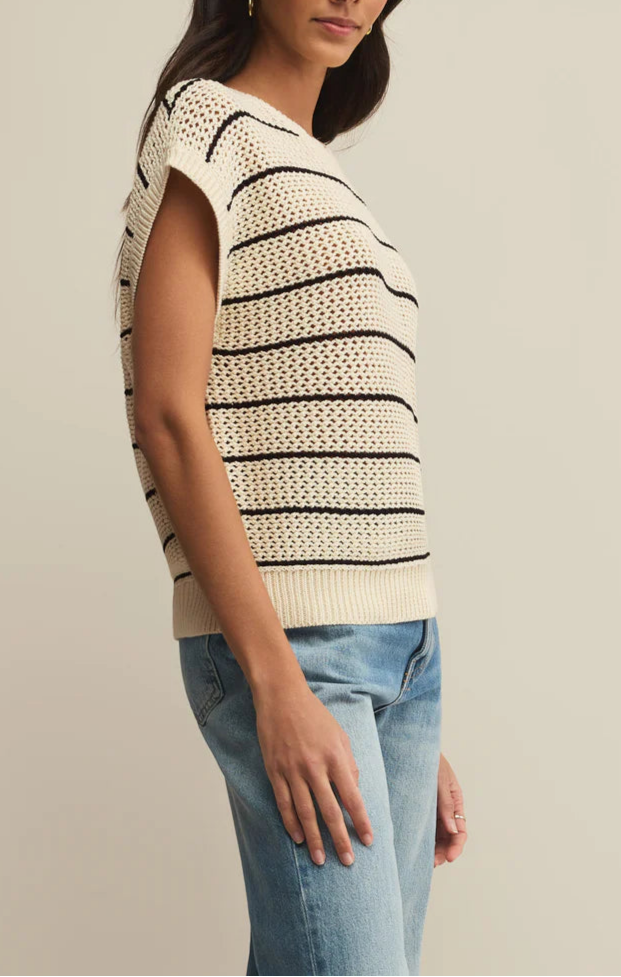 Ines Striped Crochet Sweater Top by Z Supply