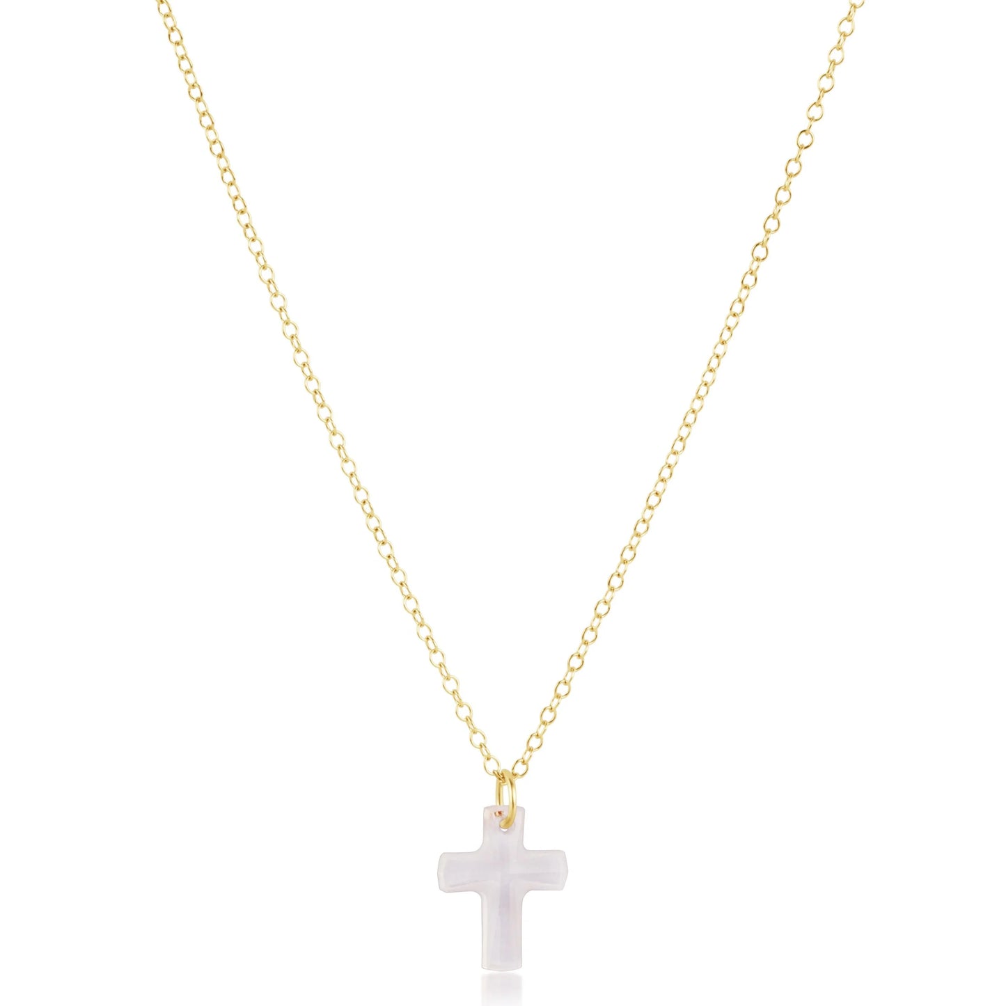 E Newton| 16" Gold Blessed Crystal Cross Necklace