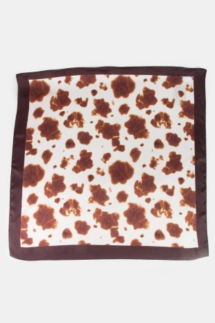 Brown Cow Print Square Bandana Scarf