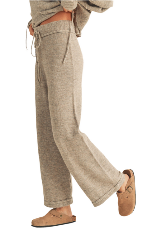 Two Tone Ribbed Waist Band Sweater Pants