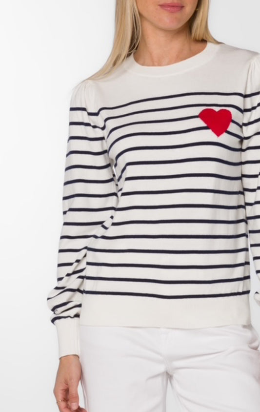 Serissa Ecru Navy Stripe Sweater By Velvet Heart