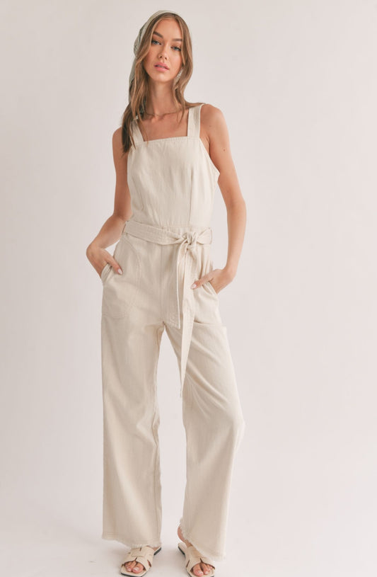 SAGE THE LABEL GIA BELTED DENIM OVERALL